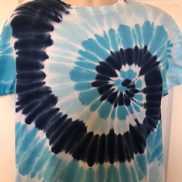 Blue Tie Dyed T-Shirt Men's Unisex Original Use Size Medium Retro Hippie Look - Picture 4 of 6